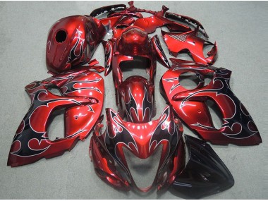 1996-2007 Rouge avec Noir Flamme Suzuki GSXR 1300 Hayabusa Carénage Moto