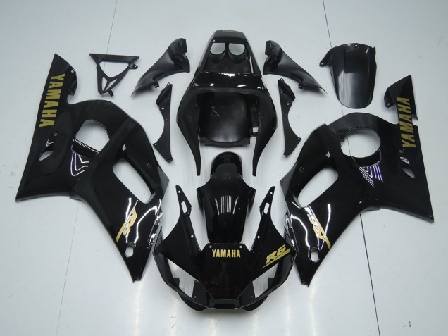 1998-2002 Noir Brillant Or Décalque Yamaha YZF R6 Carénage Moto