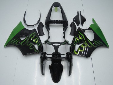 2000-2002 Noir avec Vert Flamme Kawasaki ZX6R Carénage Moto