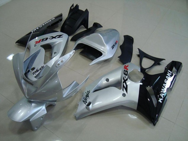 2003-2004 Argent Noir Kawasaki ZX6R Carénage Moto