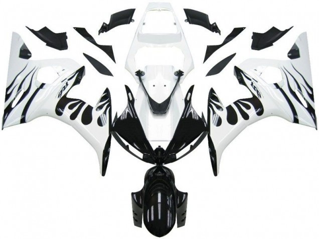 2003-2005 Blanc Flamme Noir Yamaha YZF R6 Carénage Moto