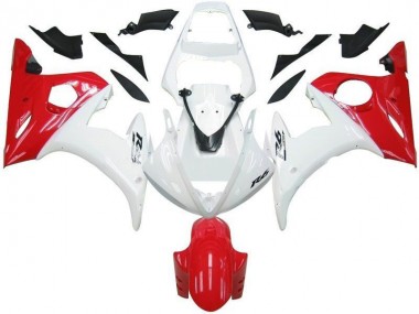 2003-2005 Blanc Rouge Yamaha YZF R6 Carénage Moto