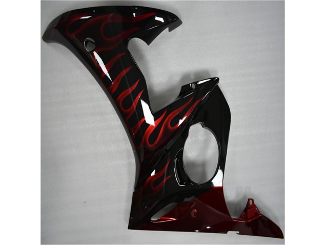 2003-2005 Noir Rouge Flamme Yamaha YZF R6 Carénage Moto