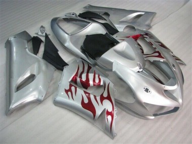 2005-2006 Argent Rouge Flamme Kawasaki ZX6R Carénage Moto