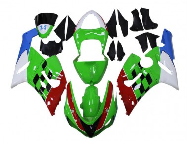 2005-2006 Vert Rouge Blanc Bleu Kawasaki ZX6R Carénage Moto