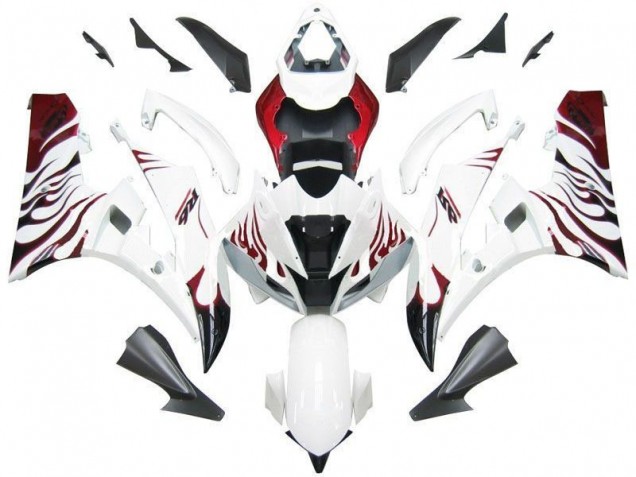 2006-2007 Blanc Rouge Flamme Yamaha YZF R6 Carénage Moto