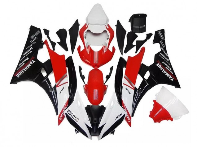 2006-2007 Blanc Rouge Noir Yamaha YZF R6 Carénages Moto