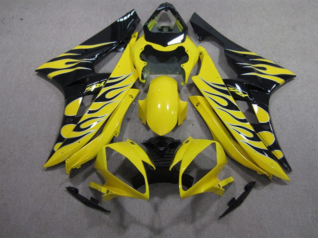 2006-2007 Jaune Noir Flamme Yamaha YZF R6 Carénage Moto