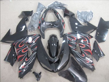 2006-2007 Noir Rouge Blanc Flamme Ninja Kawasaki ZX10R Carénage Moto