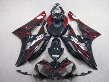 2006-2007 Noir Rouge Flamme Yamaha YZF R6 Carénages Moto