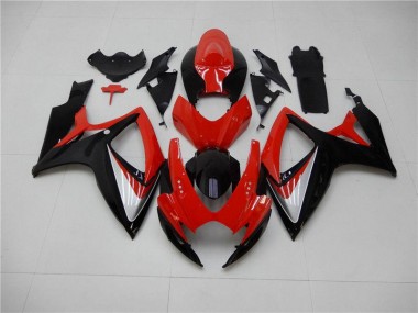 2006-2007 Rouge Noir Suzuki GSXR 600/750 Kit Carénages Motos