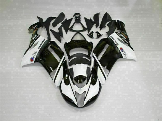 2007-2008 Noir Blanc Kawasaki ZX6R Carénages Moto