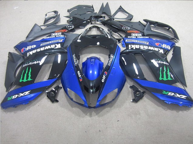 2007-2008 Noir Bleu Monster Kawasaki ZX6R Carénage Moto