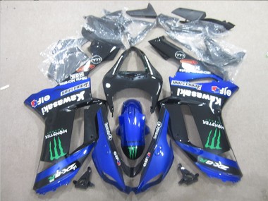 2007-2008 Noir Bleu Vert Monster Kawasaki ZX6R Carénages Moto