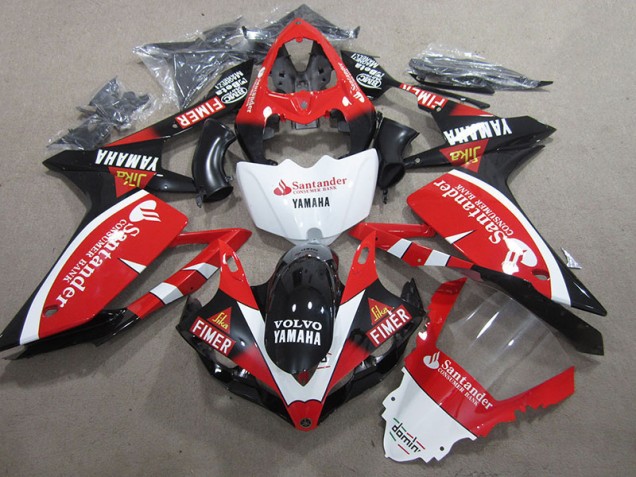 2007-2008 Noir Rouge Blanc Santander Yamaha YZF R1 Carénage Moto