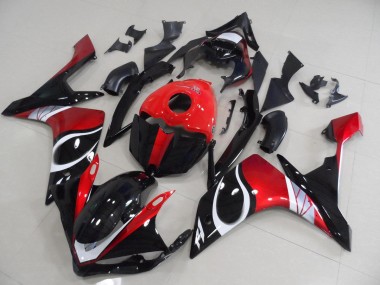 2007-2008 Noir Rouge Brillant Yamaha YZF R1 Carénage Moto