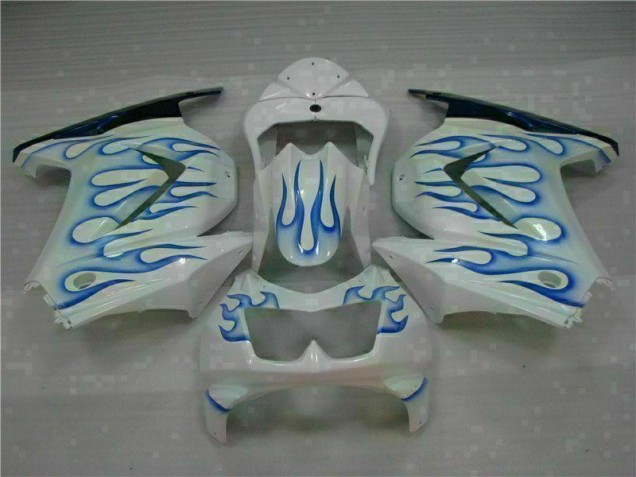 2008-2012 Blanc Bleu Flamme Kawasaki EX250 Carénage Moto