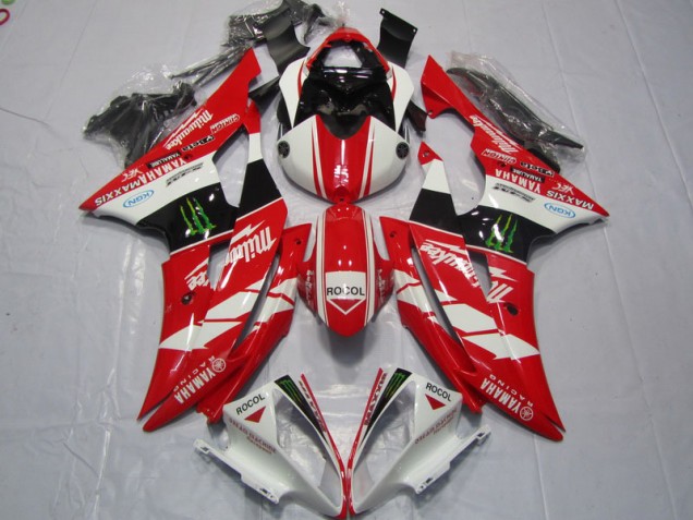 2008-2016 Rouge Blanc Rocol Yamaha YZF R6 Carénage Moto