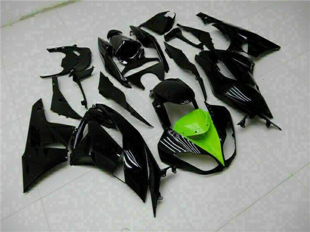 2009-2012 Noir Vert Kawasaki ZX6R Kit Carénages Motos Complet