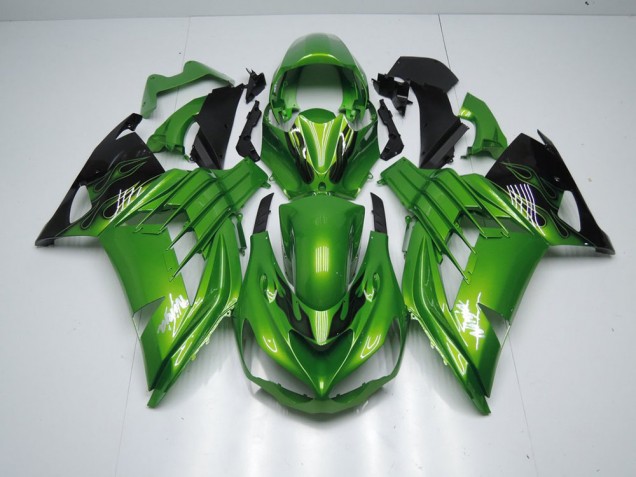 2012-2021 Vert Flamme Kawasaki ZX14R ZZR1400 Carénage Moto